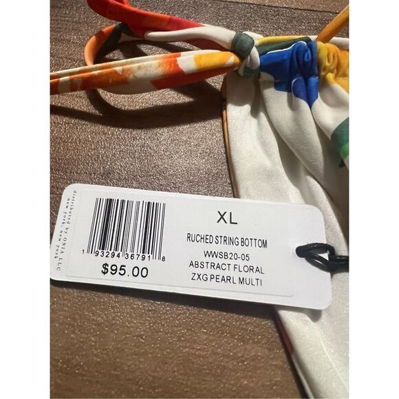 WeWoreWhat Floral Ruched String Bikini Bottom Woman’s Size XL MSRP $95 NEW - Picture 3 of 7